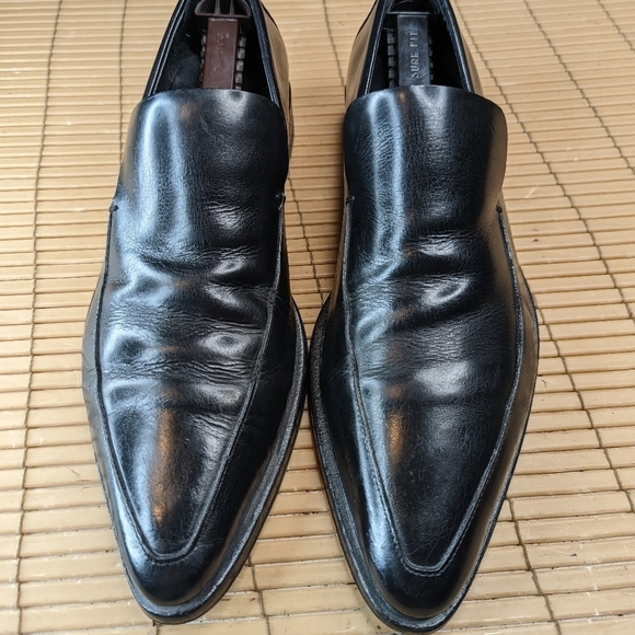 Gucci men's black leather loafers sz 8.5D . Made in Italy. Authenticated. - Picture 1 of 12